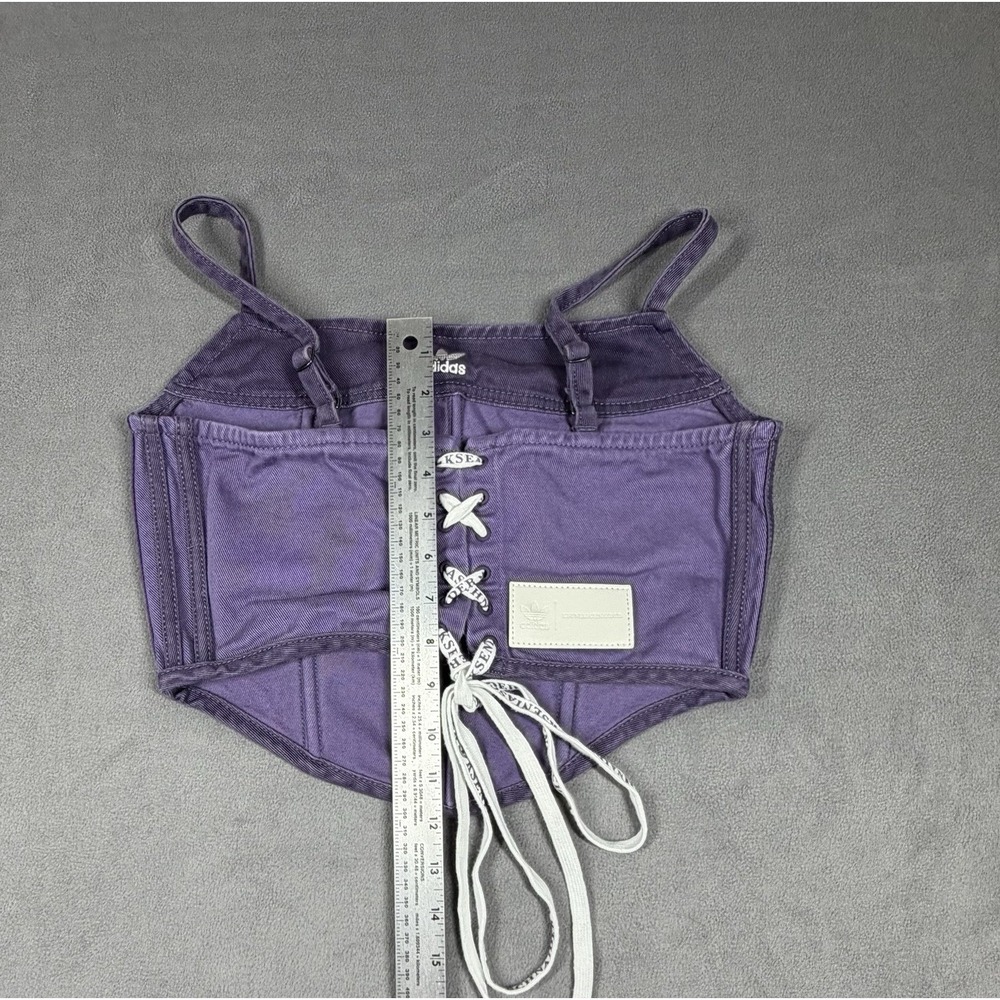 Adidas x Ksenia Schnaider Denim Corset Top Purple Women's 12 Cotton Lace Up - Picture 4 of 9